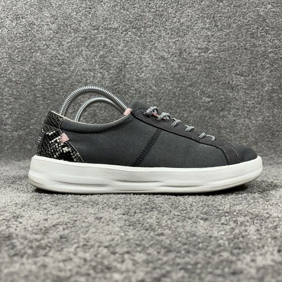 Hey Dude Karina Womens Sz 10 Jet Black Pink Snakeskin Print Slip On Shoes Used - Picture 1 of 12